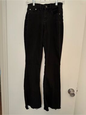 Red Bottom Black High-Rise Flare Jeans